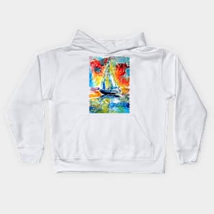 Sailboat at sunrise Kids Hoodie